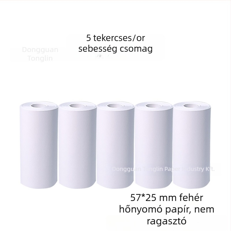 Öntapadós termoszalagú papír gyerekeknek – 70 µm vastagság, bevonat nélküli, forró olvadó ragasztóval, 5 tekercs