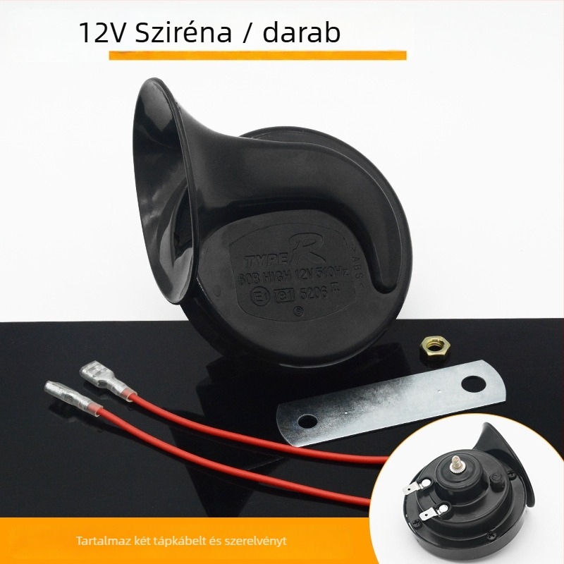 Motorkerékpár kürt – 12V, egytónusú, vízálló, műanyag+vas konstrukció, Mojelong