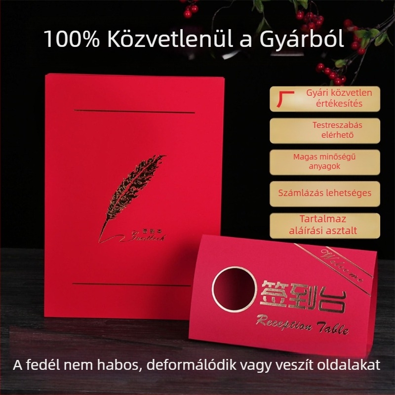 Esküvői és üzleti események aláírási könyve — Vendég aláírási könyv, 24,5×34 cm, Elegáns érintésű papír + Színes kartonpapír, Left Mo