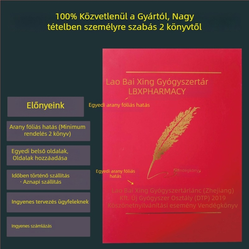 Esküvői és üzleti események aláírási könyve — Vendég aláírási könyv, 24,5×34 cm, Elegáns érintésű papír + Színes kartonpapír, Left Mo