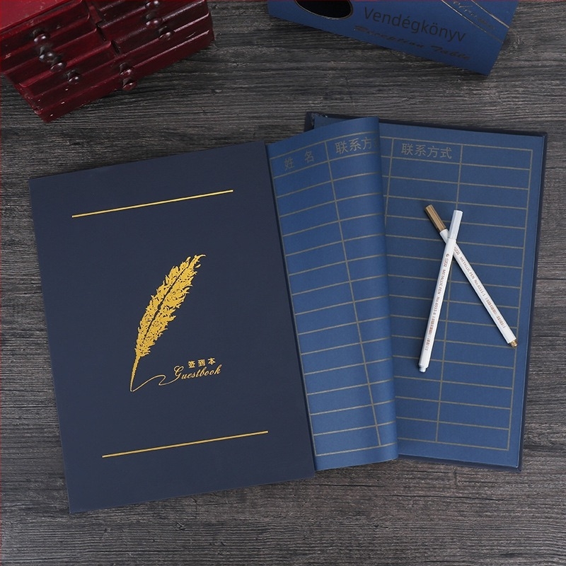 Esküvői és üzleti események aláírási könyve — Vendég aláírási könyv, 24,5×34 cm, Elegáns érintésű papír + Színes kartonpapír, Left Mo