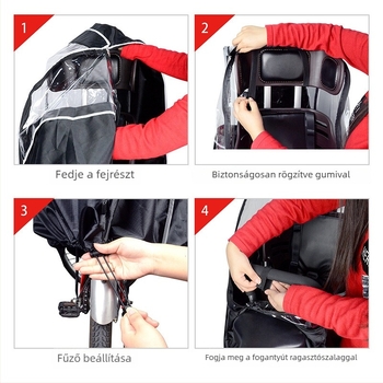 Gyerekeknek szóló kerékpár hátsó ülés esővédő – vízálló, kapacitás 50, uniszex