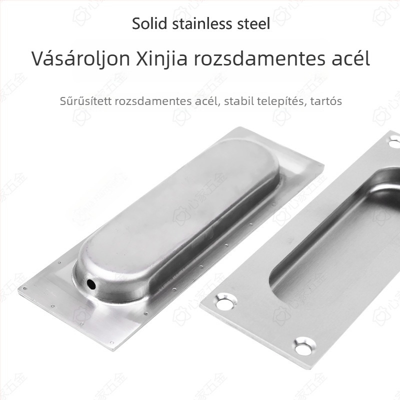 Rozsdamentes acél rejtett szekrényfogó, hosszú bár alakú, beépített retesz, öntvény kivitel