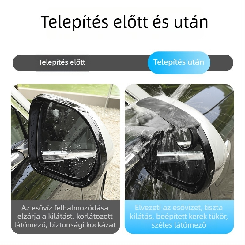 Universális csattal rögzíthető esővédő visszapillantó tükör és kis kör alakú tükör – két az egyben autó kiegészítő
