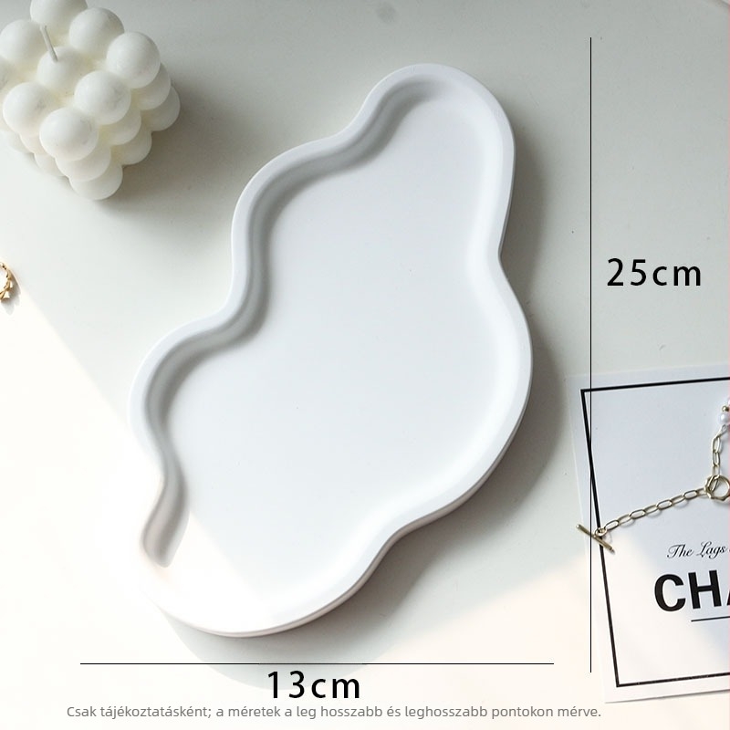 Gipsz tároló tál, szabálytalan alakú, dekoratív kellék termékfotózáshoz, Mirror Shadow