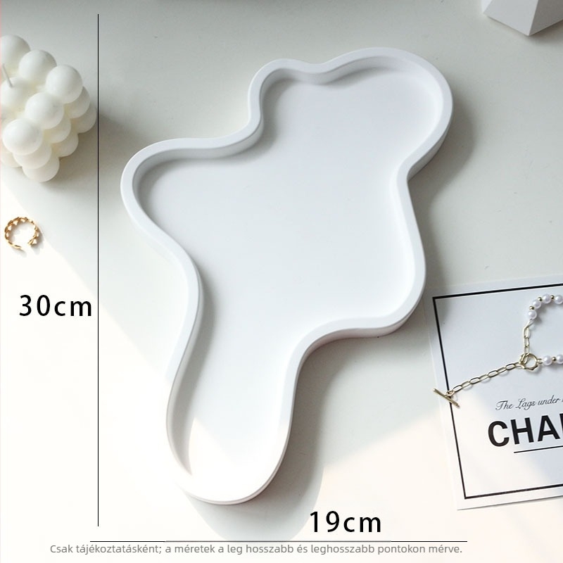 Gipsz tároló tál, szabálytalan alakú, dekoratív kellék termékfotózáshoz, Mirror Shadow