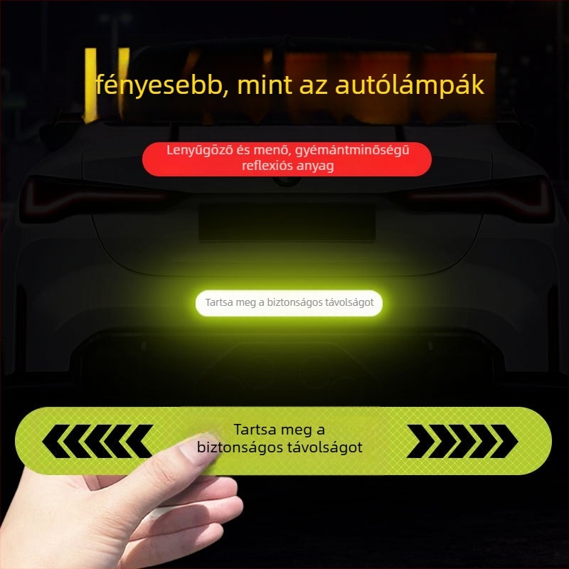 Fényvisszaverő autó matricák a hátsó és oldalsó részre, gyémánt minőségű anyag, öntapadós, mintázat: szöveg, nem személyre szabható
