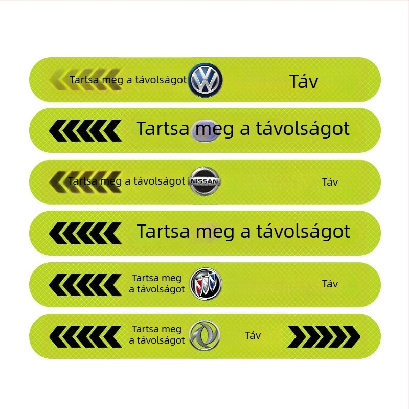 Fényvisszaverő autó matricák a hátsó és oldalsó részre, gyémánt minőségű anyag, öntapadós, mintázat: szöveg, nem személyre szabható