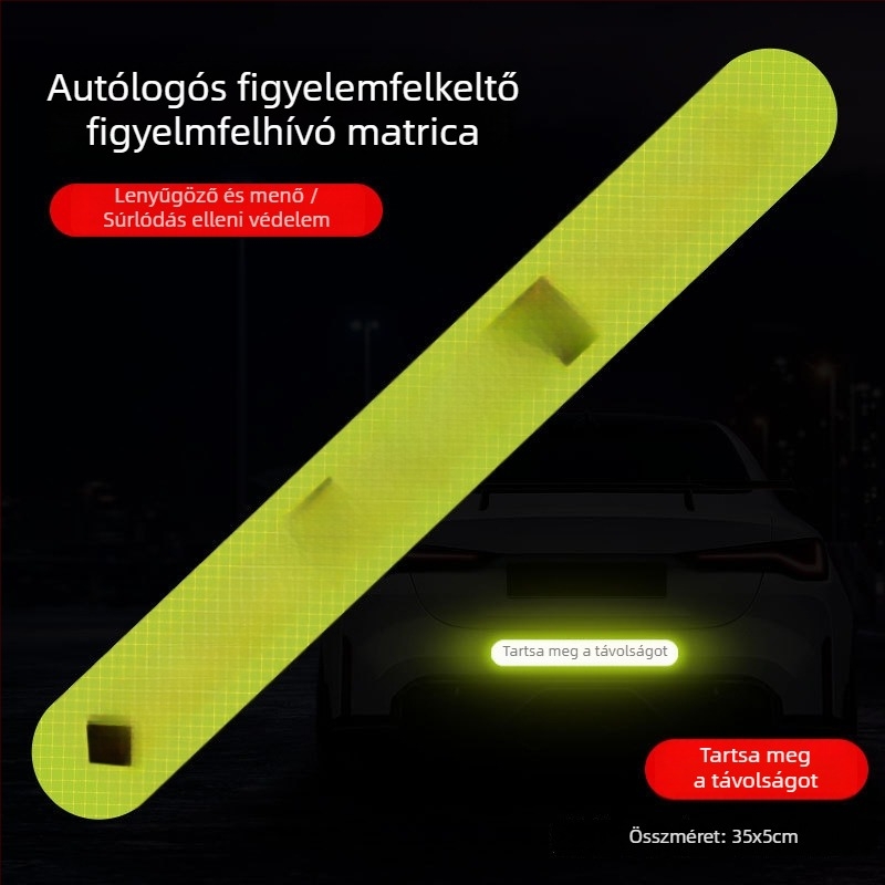 Fényvisszaverő autó matricák a hátsó és oldalsó részre, gyémánt minőségű anyag, öntapadós, mintázat: szöveg, nem személyre szabható