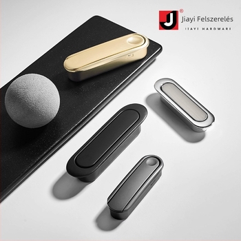 Rejtett gombos fogantyú, cinkötvözet, modern minimalista stílus, modell 501/510, ruhásszekrényekhez, szekrényekhez, fiókokhoz, fürdőszobai szekrényekhez és cipősszekrényekhez