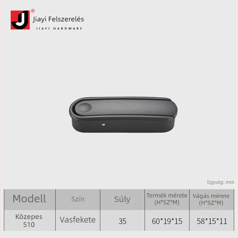 Rejtett gombos fogantyú, cinkötvözet, modern minimalista stílus, modell 501/510, ruhásszekrényekhez, szekrényekhez, fiókokhoz, fürdőszobai szekrényekhez és cipősszekrényekhez