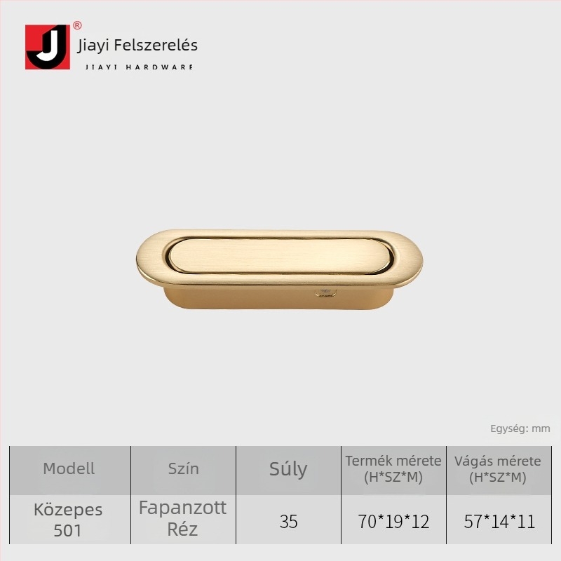 Rejtett gombos fogantyú, cinkötvözet, modern minimalista stílus, modell 501/510, ruhásszekrényekhez, szekrényekhez, fiókokhoz, fürdőszobai szekrényekhez és cipősszekrényekhez