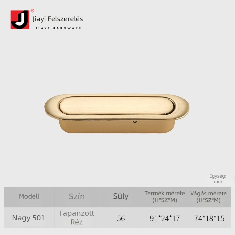 Rejtett gombos fogantyú, cinkötvözet, modern minimalista stílus, modell 501/510, ruhásszekrényekhez, szekrényekhez, fiókokhoz, fürdőszobai szekrényekhez és cipősszekrényekhez