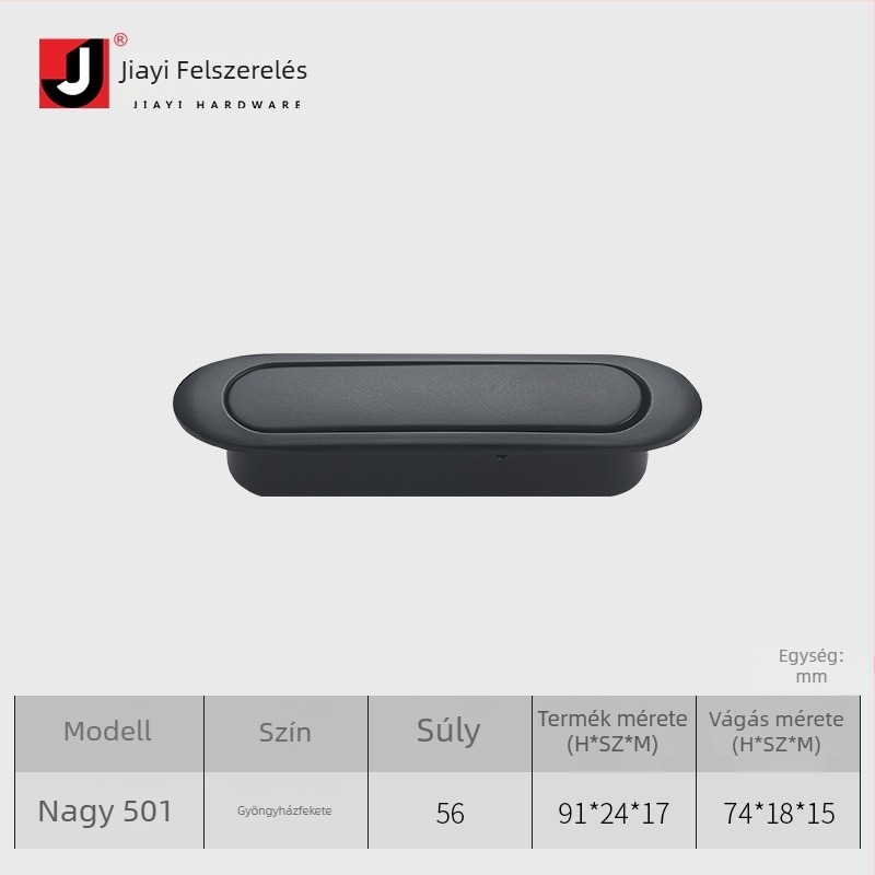 Rejtett gombos fogantyú, cinkötvözet, modern minimalista stílus, modell 501/510, ruhásszekrényekhez, szekrényekhez, fiókokhoz, fürdőszobai szekrényekhez és cipősszekrényekhez