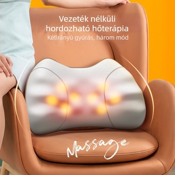 Elektromos derék- és ágyéki masszázs párna autóhoz, irodához és utazáshoz (Márka: Vincent; Modell: K3; Energiaellátás: AC; 8+ masszázsfej; Rezgés meleg kompresszióval)