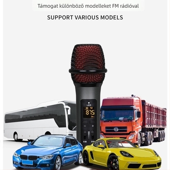 A6 autós/telefonos karaoke mikrofon Bluetooth, beépített 1000mAh akkumulátor, frekvencia 100Hz-20kHz, SNR ≥95dB, 5W, élő közvetítéshez és felvételhez