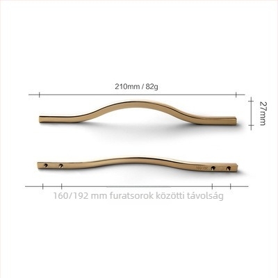 Hullámszerű fogantyú ruhásszekrényhez, szekrényhez és éjjeliszekrényhez; cinkötvözet; elektroplakálás; könnyű luxus stílus