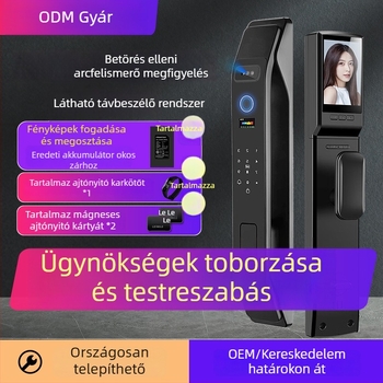 K9 okos ajtózár ujjlenyomat- és arcfelismeréssel, jelszó és távoli feloldás – 100 ujjlenyomat tárolva; >100000 nyitási ciklus; szkennelés <0,2 s; videó interkom
