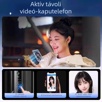 K9 okos ajtózár ujjlenyomat- és arcfelismeréssel, jelszó és távoli feloldás – 100 ujjlenyomat tárolva; >100000 nyitási ciklus; szkennelés <0,2 s; videó interkom