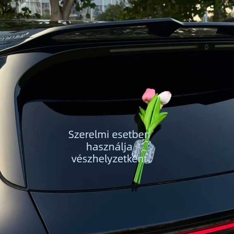 Autó dekorációs matricák tulipáncsokor mintával (Műanyag; Rajzfilm-stílusú; Öntapadós)