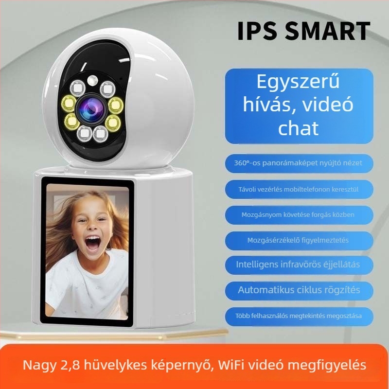 Beltéri WiFi megfigyelő kamera – 360° látómező, kétirányú videó, vezeték nélküli, ultra tiszta kép