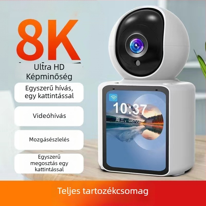 Beltéri WiFi megfigyelő kamera – 360° látómező, kétirányú videó, vezeték nélküli, ultra tiszta kép