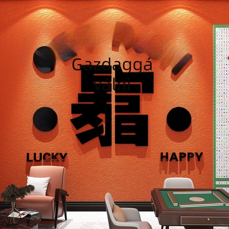 Háromdimenziós, vízálló fali matrica készlet mahjong- és sakkszobákhoz, több mint öt darabot tartalmaz.