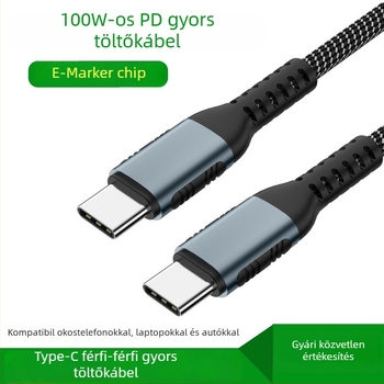 AmySen Type-C két végű gyors töltőkábel e-marker chippel, szőtt kivitel, PD 100W