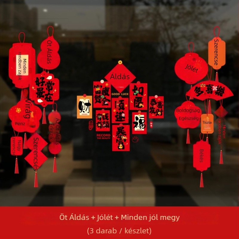 Jiujian Elektrosztatikus ablak matricák – PVC, Csomagolás: Opp bag, Importált: Nem, Szerencse szimbólum a Tavaszi Fesztiválhoz