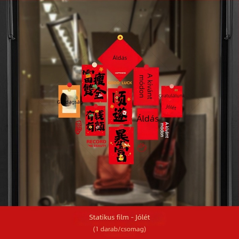 Jiujian Elektrosztatikus ablak matricák – PVC, Csomagolás: Opp bag, Importált: Nem, Szerencse szimbólum a Tavaszi Fesztiválhoz