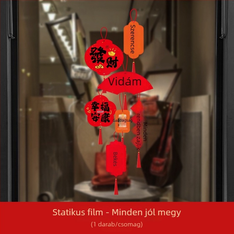 Jiujian Elektrosztatikus ablak matricák – PVC, Csomagolás: Opp bag, Importált: Nem, Szerencse szimbólum a Tavaszi Fesztiválhoz