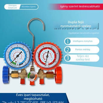 Autóklíma vákuumnyomásmérő, modell 536g, kétmérős szeleppel; csatlakozás: 1; pontosság: 1; kompatibilis R22/R134A
