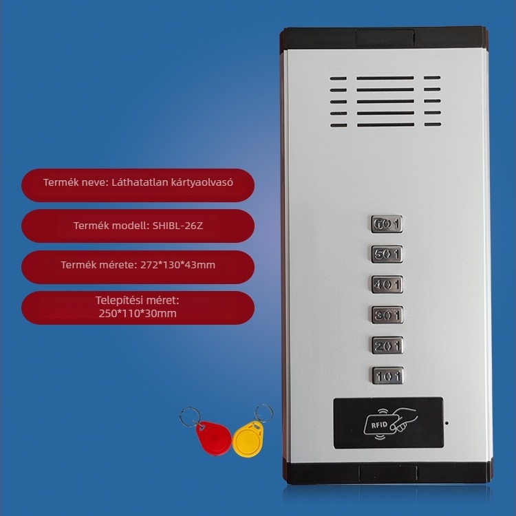 Lakóépület kaputelefon rendszer ajtó-hozzáféréssel – ID/IC-kártya, NFC mobilon, hangalapú interkom és csengő