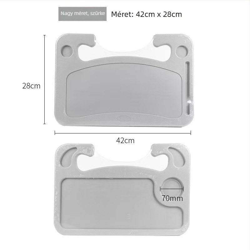 Volánkormányhoz tervezett autós asztalka - multifunkcionális műanyag tálca snap-in szerelés, univerzális illeszkedés