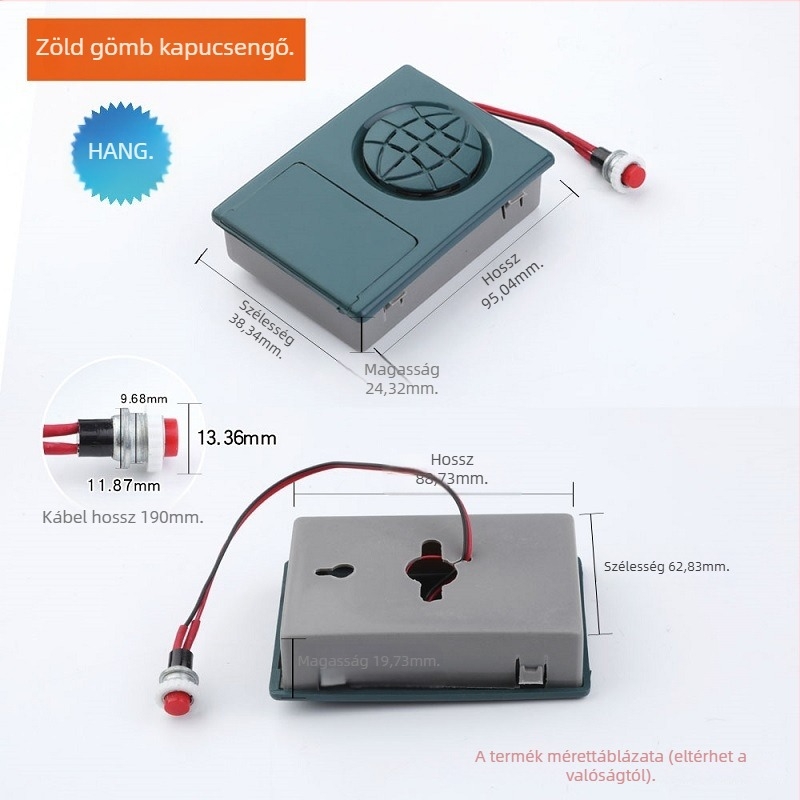 Earth ajtócsengő – vezetékes, akkumulátorral működtetve (2×AA, 3V), Ding-Dong csengés, bejárati ajtóhoz, nem okos