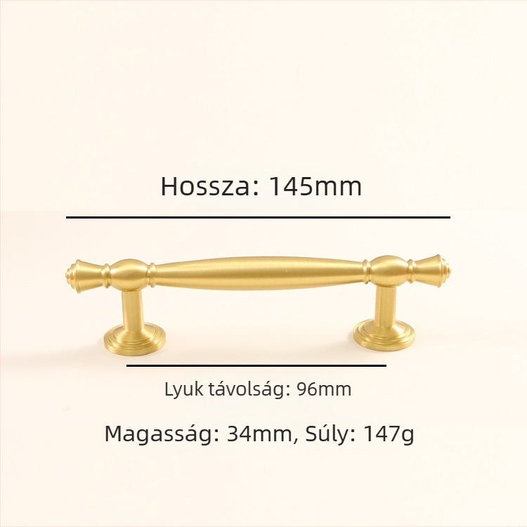 Latun szekrényajtó fogantyú - könnyed luxus stílus, CNC-megmunkálás, rúdalakú forma, moduláris szerelés