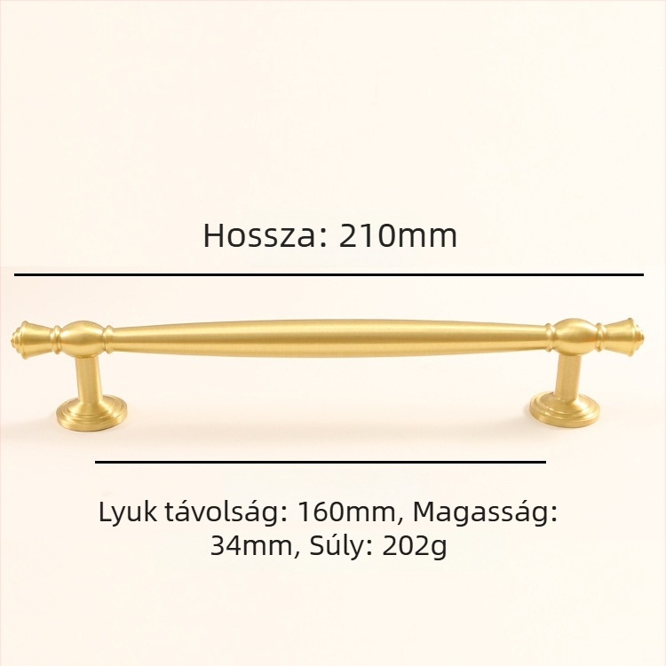 Latun szekrényajtó fogantyú - könnyed luxus stílus, CNC-megmunkálás, rúdalakú forma, moduláris szerelés
