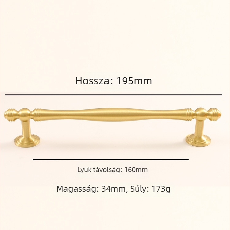 Latun szekrényajtó fogantyú - könnyed luxus stílus, CNC-megmunkálás, rúdalakú forma, moduláris szerelés