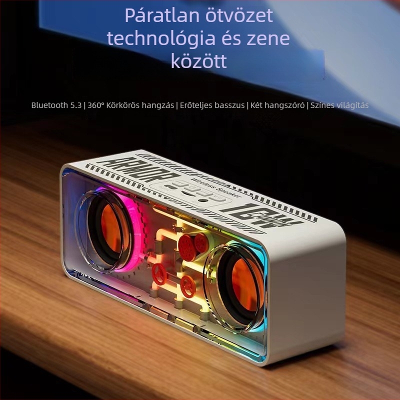 Kompakt Bluetooth hangszóró kettős meghajtóval, kiváló hangzás, Bluetooth 5.3, 5W, 20Hz-20kHz, 10m hatótávolság, IPx3