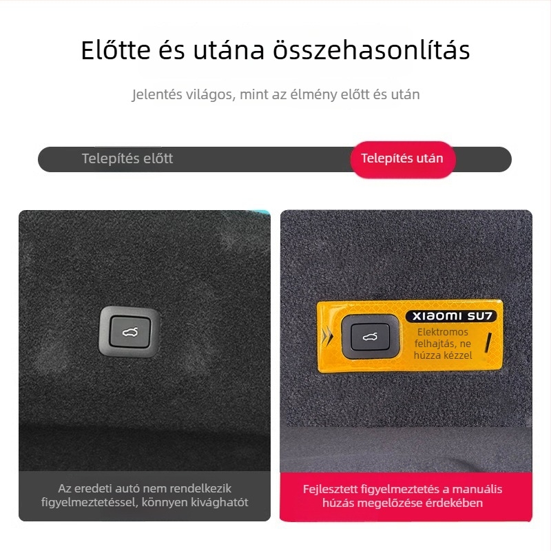 ANGTOO reflexiós figyelmeztető matrica Xiaomi SU7 elektromos hátsó ajtóhoz, 3D ragasztós matrica, ne húzza kézzel.