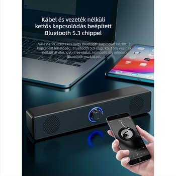 Bluetooth számítógépes hangfalak, 2 hangszóró, 100 Hz-20 kHz, SNR >=70 dB, IPX5 vízállóság