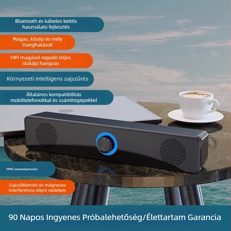 Bluetooth számítógépes hangfalak, 2 hangszóró, 100 Hz-20 kHz, SNR >=70 dB, IPX5 vízállóság