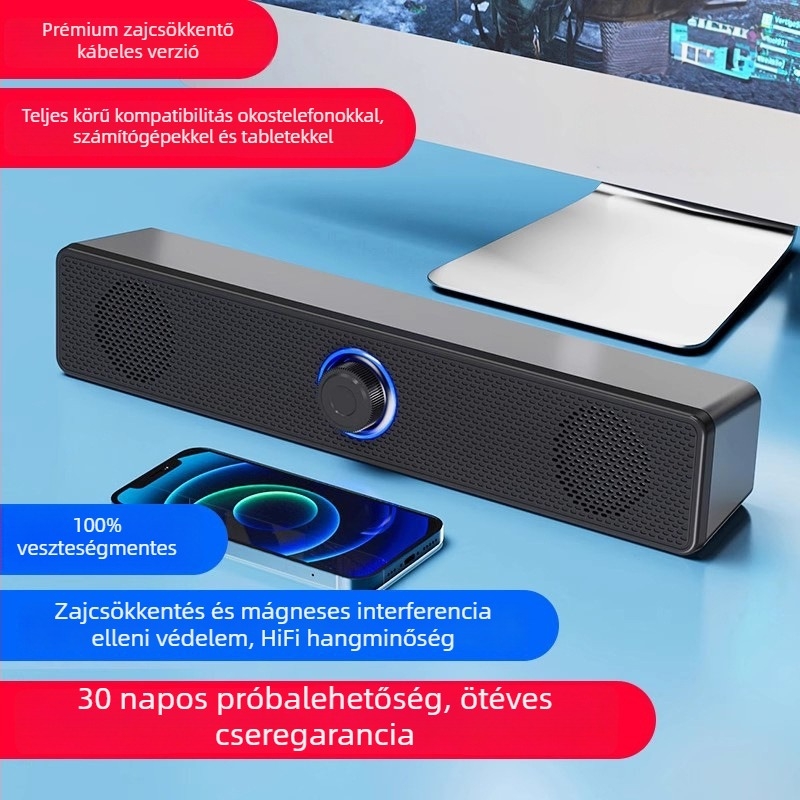 Bluetooth számítógépes hangfalak, 2 hangszóró, 100 Hz-20 kHz, SNR >=70 dB, IPX5 vízállóság