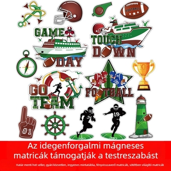 Rögbi témájú autós matricaszett mágneses dekorációkkal – karikatúrás mintákkal hűtőre, bulikra és ünnepekre