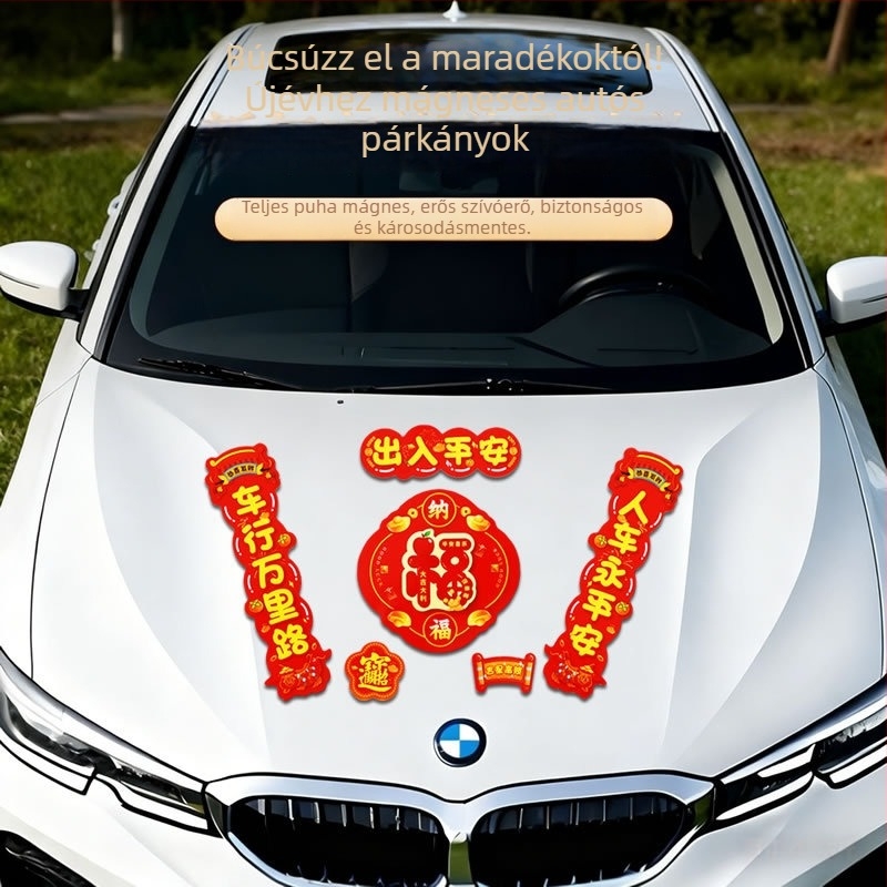 Autókarosszéria matrica – rajzfilm minta, mágneses rögzítés, testreszabható, alkalmas az autó elejére, motorháztetőjére, csomagtartójára és oldalaira