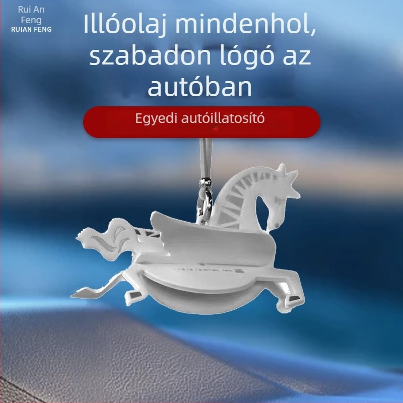 Autóillatosító tabletta rizsfával motívummal és repülő lóval — függő beltéri dekoráció, gyógynövényes- és virágos illat, testreszabható DIY készlet, párolgási idő 61–90 nap