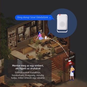 IR-szenzoros ajtócsengő, vezeték nélküli, tápellátás: akkumulátor/USB, 3.6V, 30 dallam, modell 20RPro3