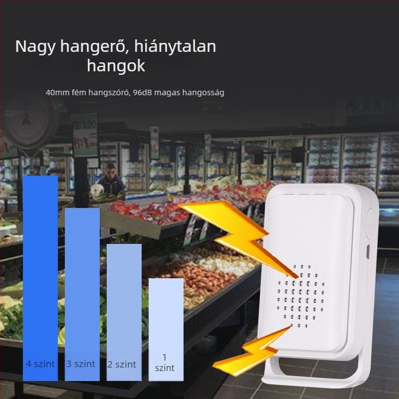 IR-szenzoros ajtócsengő, vezeték nélküli, tápellátás: akkumulátor/USB, 3.6V, 30 dallam, modell 20RPro3