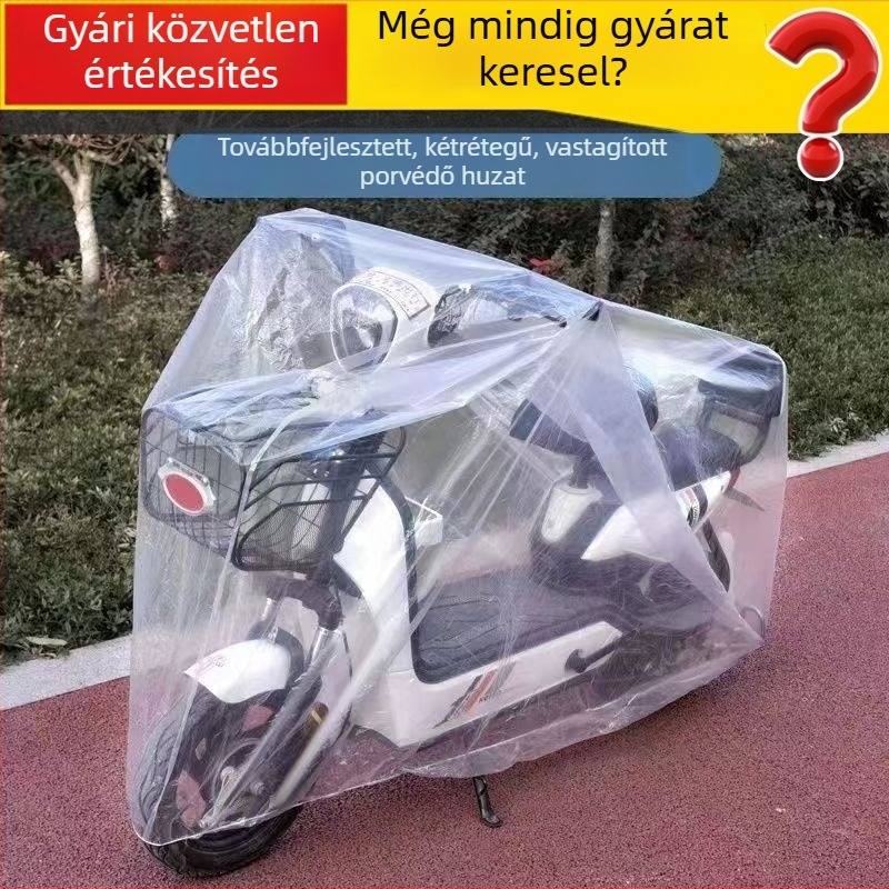 Egyszer használatos átlátszó esővédő motorkerékpárokhoz és kerékpárokhoz, por- és hóálló PEVA védőborítás