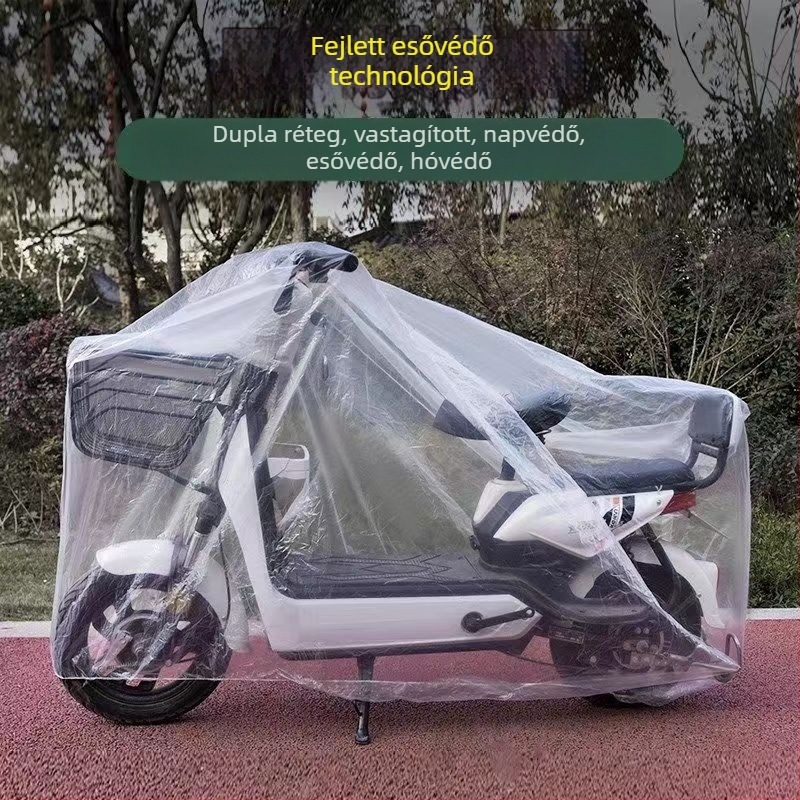 Egyszer használatos átlátszó esővédő motorkerékpárokhoz és kerékpárokhoz, por- és hóálló PEVA védőborítás